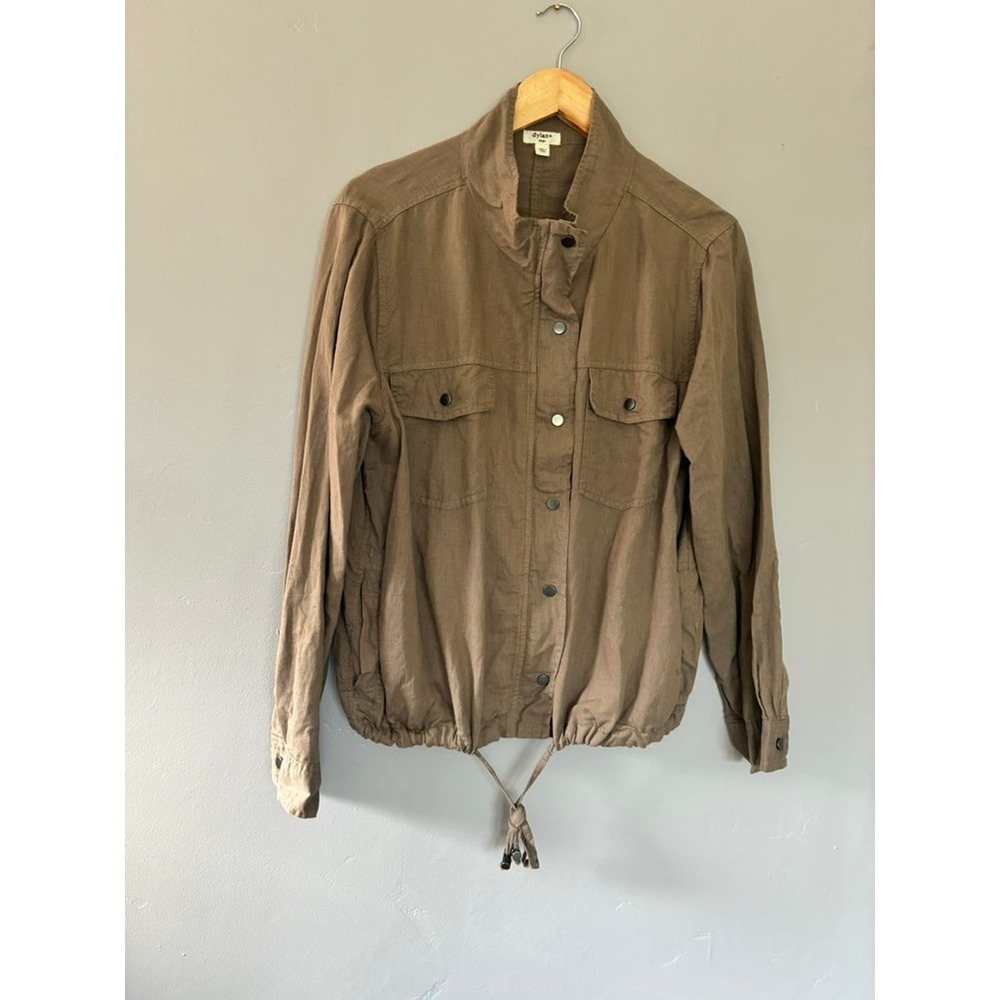 Sz L Dylan by True Grit Brown Linen Blend Utility Jacket Gorpcore Granola Fall